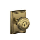 Schlage F51AGEO609ADD antique brass keyed entry door knob