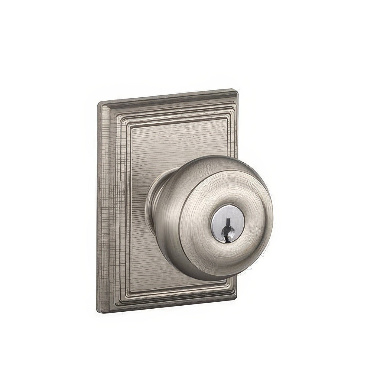 Schlage F51AGEO619ADD satin nickel keyed entry door knob
