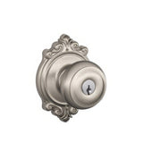 Schlage F51AGEO619BRK satin nickel keyed entry door knob