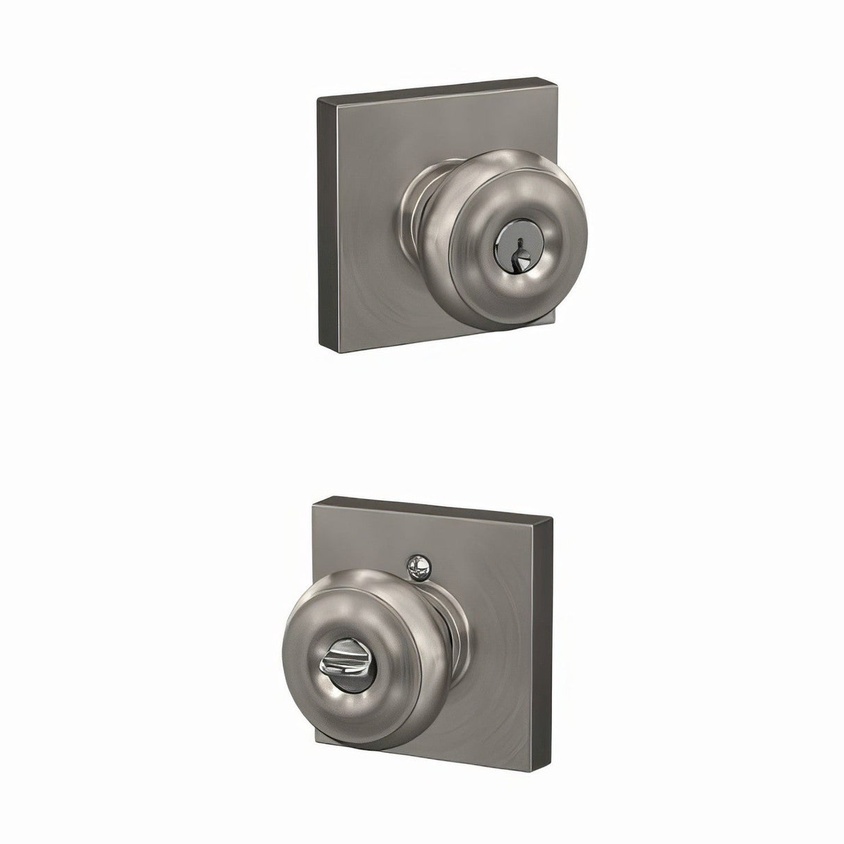 Schlage F51AGEO619COL satin nickel keyed entry door knob