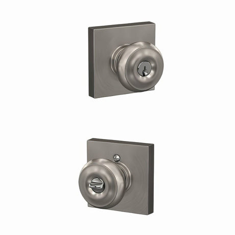 Schlage F51AGEO619COL satin nickel keyed entry door knob