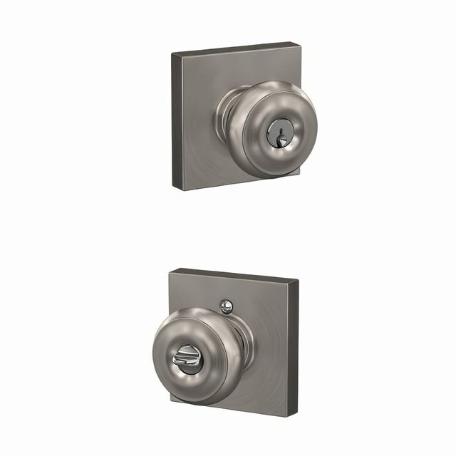 Schlage F51AGEO619COL satin nickel keyed entry door knob