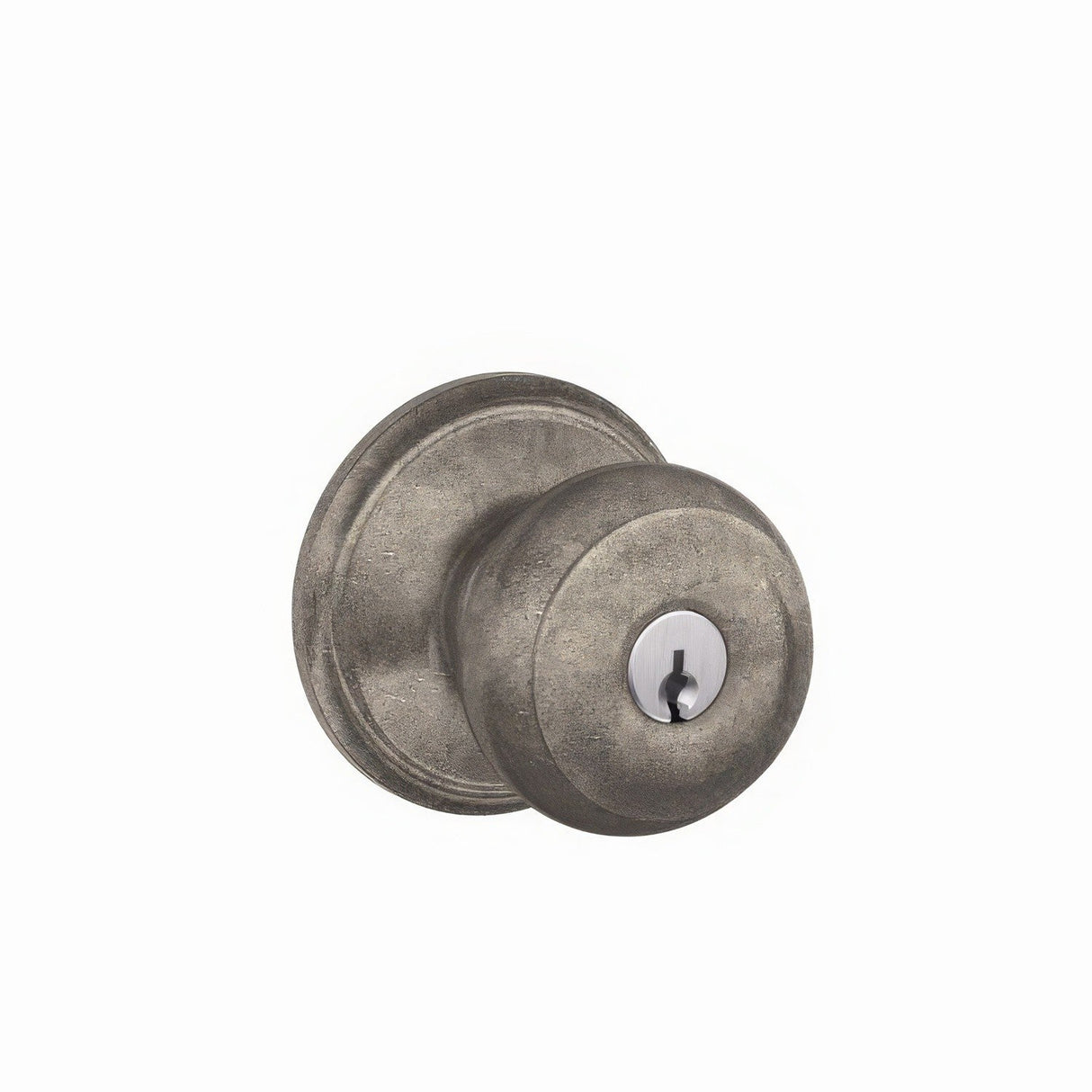Schlage F51AGEO621 distressed nickel keyed entry door knob
