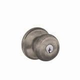 Schlage F51AGEO621 distressed nickel keyed entry door knob