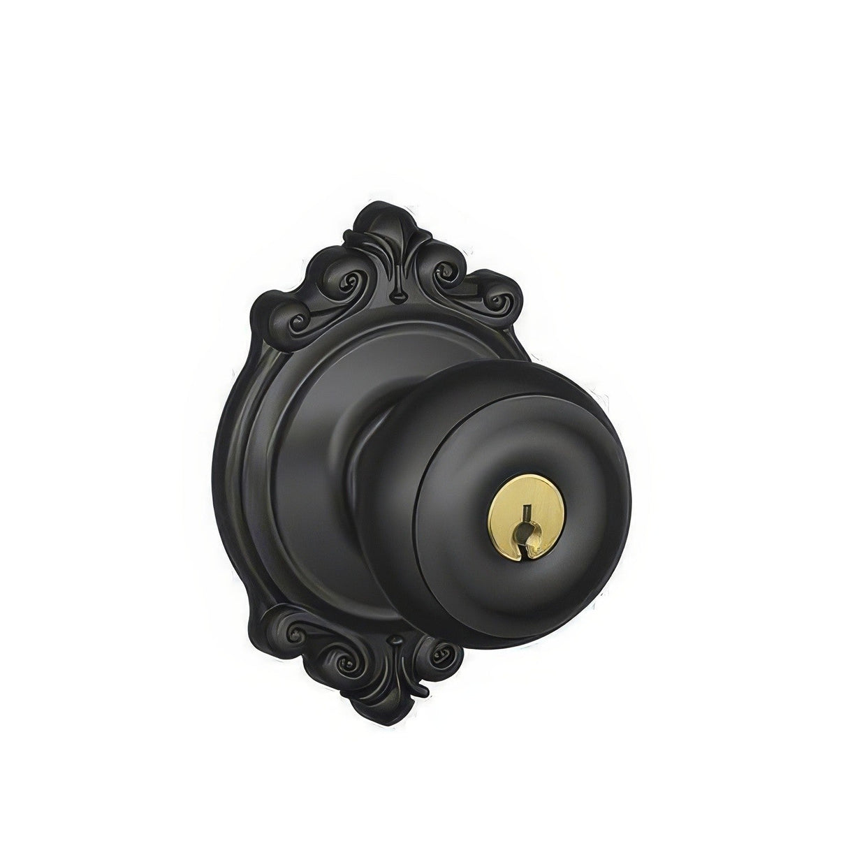 Schlage F51AGEO622BRK matte black keyed entry door knob