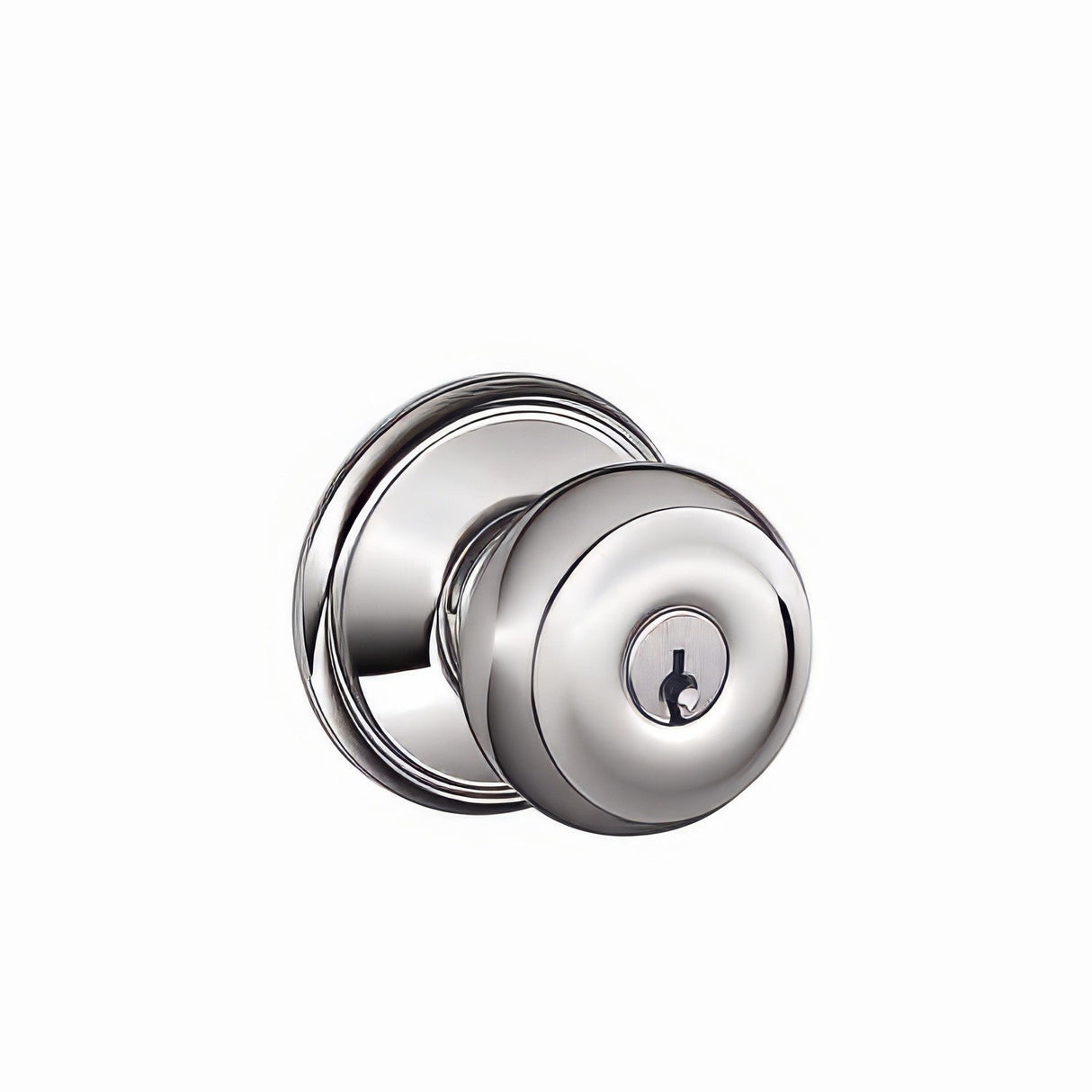 Schlage F51AGEO625 polished chrome keyed entry door knob