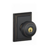 Schlage F51AGEO716ADD aged bronze keyed entry door knob