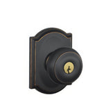 Schlage F51AGEO716CAM aged bronze keyed entry door knob