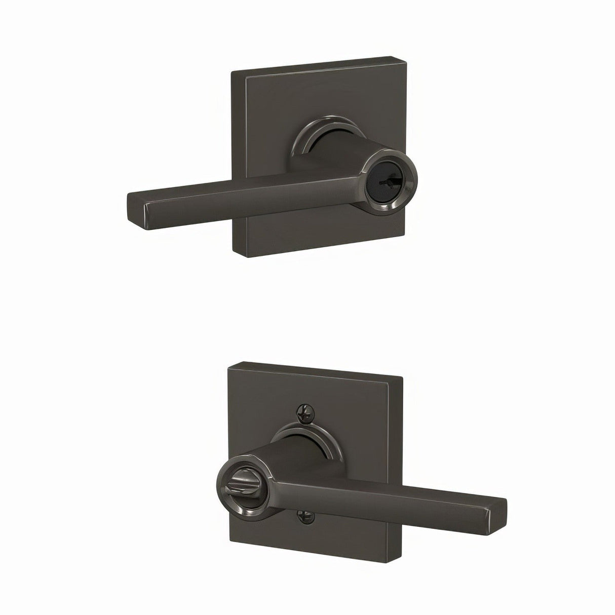Schlage F51ALAT530COL black stainless keyed entry door knob