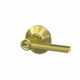 Schlage F51ALAT608 satin brass keyed entry door lever