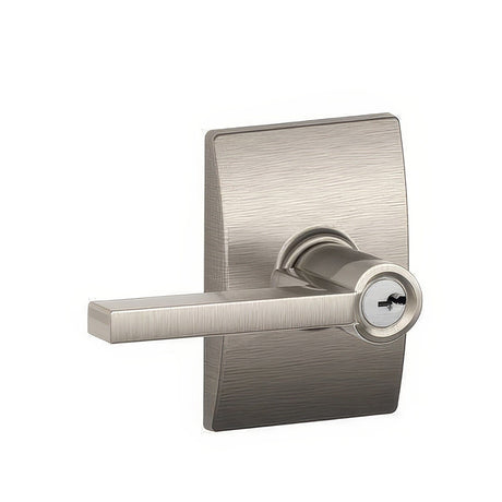 Schlage F51ALAT619CEN satin nickel keyed entry door lever