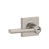 Schlage F51ALAT619COL satin nickel keyed entry door lever