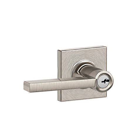Schlage F51ALAT619COL satin nickel keyed entry door lever