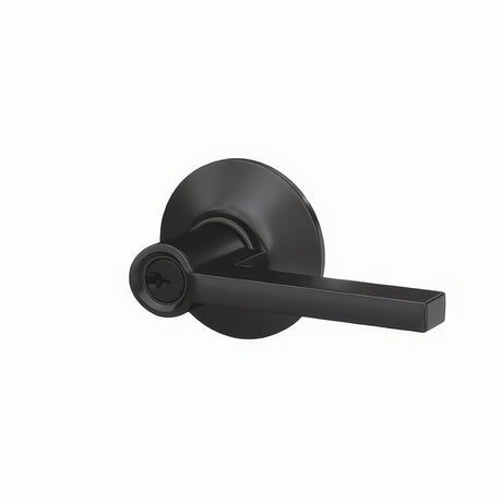 Schlage F51ALAT622 matte black keyed entry door lever