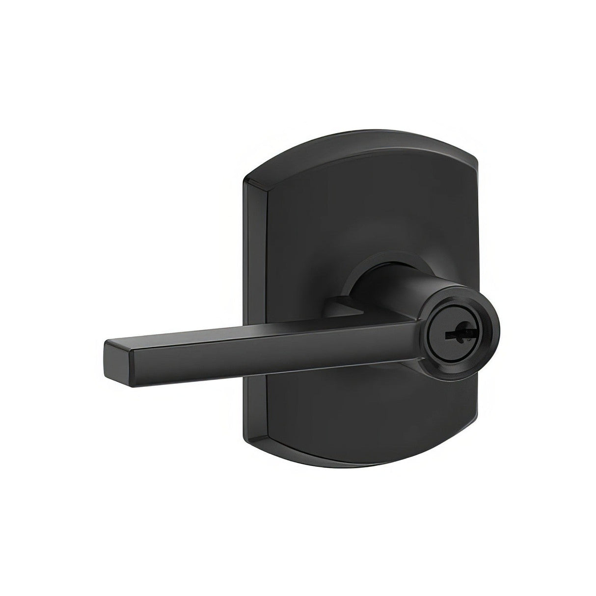 Schlage F51ALAT622GRW matte black keyed entry door lever