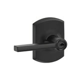 Schlage F51ALAT622GRW matte black keyed entry door lever