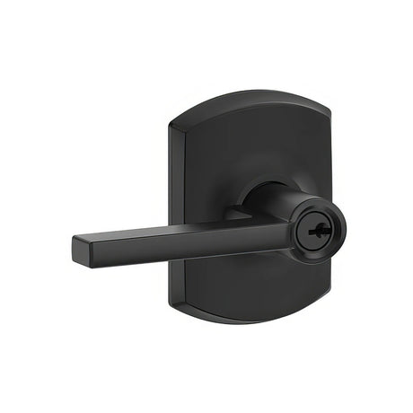 Schlage F51ALAT622GRW matte black keyed entry door lever