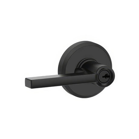 Schlage F51ALAT622GSN matte black keyed entry door lever