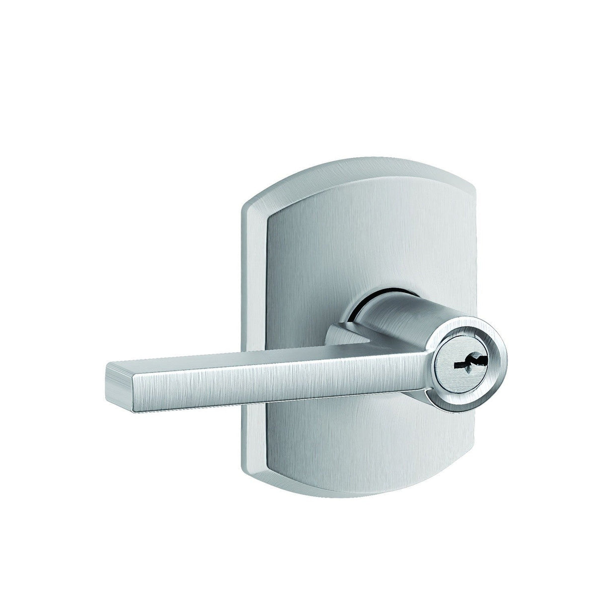 Schlage F51ALAT626GRW satin chrome keyed entry door lever