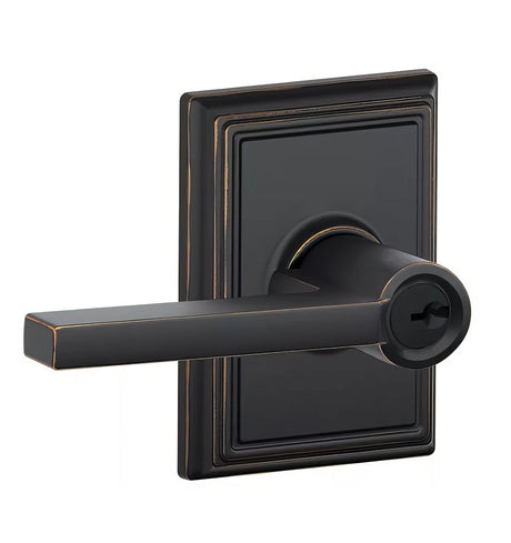 Schlage F51ALAT716ADD aged bronze keyed entry door lever