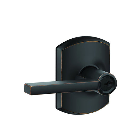 Schlage F51ALAT716GRW aged bronze keyed entry door lever