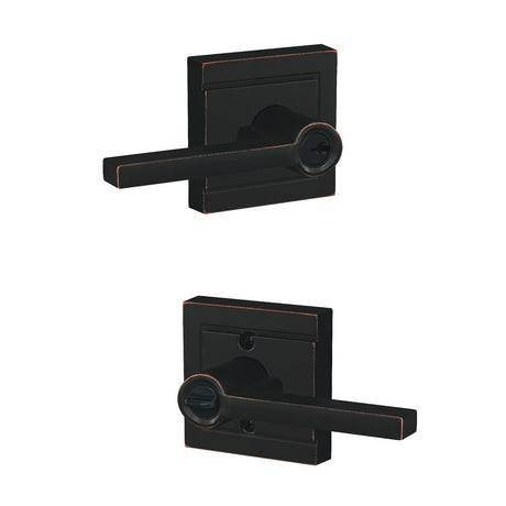 Schlage F51ALAT716ULD aged bronze keyed entry door lever