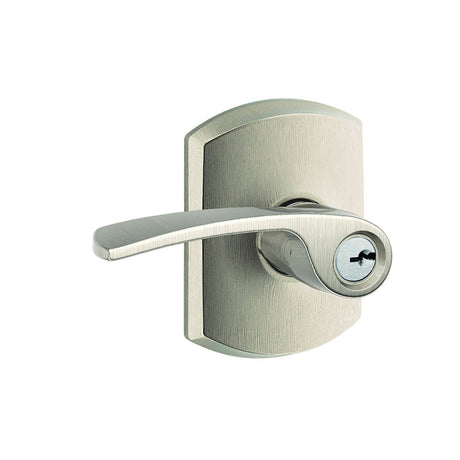 Schlage F51AMER619GRW satin nickel keyed entry door lever