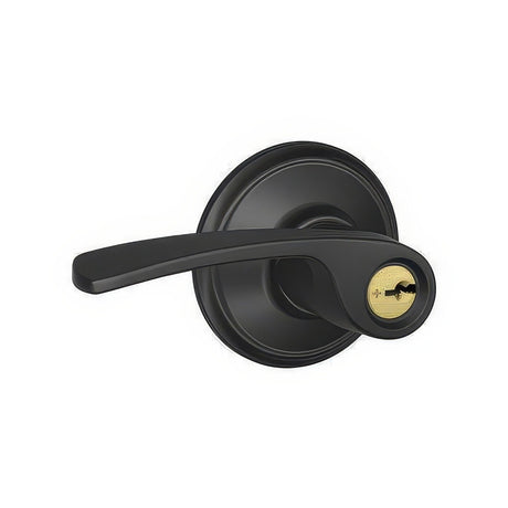 Schlage F51AMER622 matte black keyed entry door lever