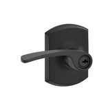 Schlage F51AMER622GRW matte black keyed entry door lever