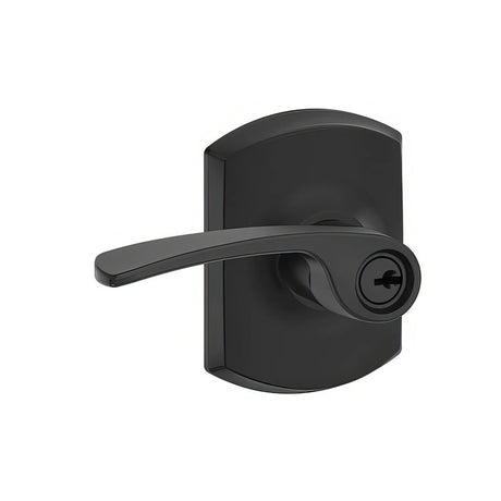 Schlage F51AMER622GRW matte black keyed entry door lever