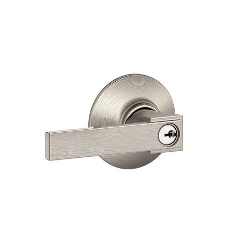 Schlage F51ANBK619 satin nickel keyed entry door lever