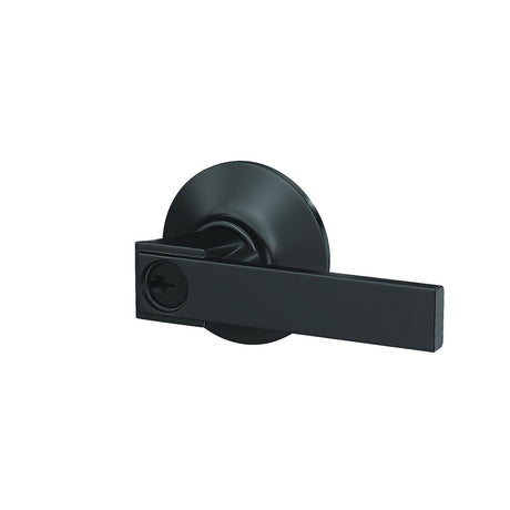 Schlage F51ANBK622 matte black keyed entry door lever