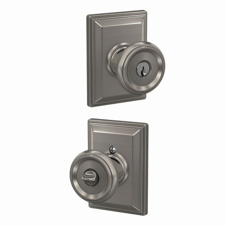 Schlage F51AOFM619GDV satin nickel keyed entry door knob