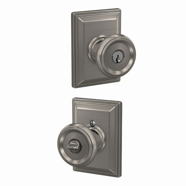 Schlage F51AOFM619GDV satin nickel keyed entry door knob