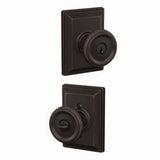 Schlage F51AOFM716GDV aged bronze keyed entry door knob
