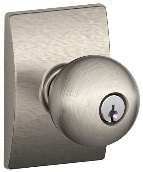 Schlage F51AORB619CEN satin nickel keyed entry door knob