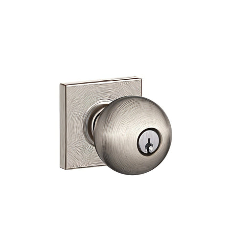 Schlage F51AORB619COL satin nickel keyed entry door knob