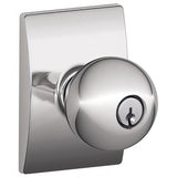 Schlage F51AORB625CEN polished chrome keyed entry door knob