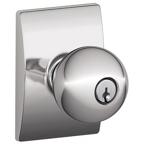 Schlage F51AORB625CEN polished chrome keyed entry door knob