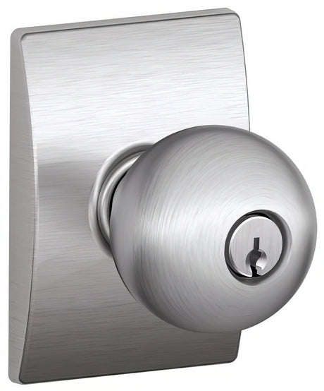 Schlage F51AORB626CEN satin chrome keyed entry door knob