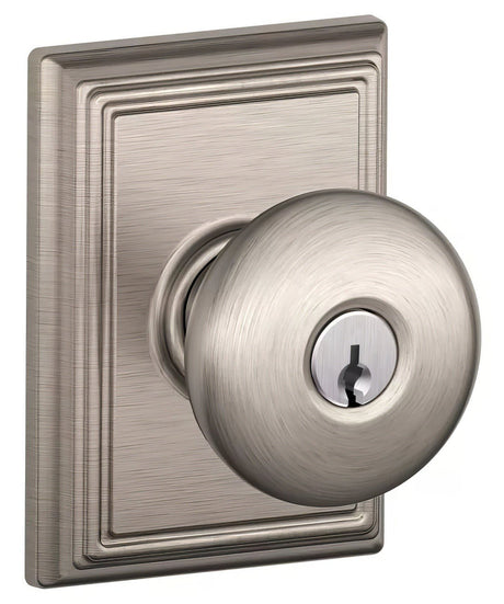 Schlage F51APLY619ADD satin nickel keyed entry door knob