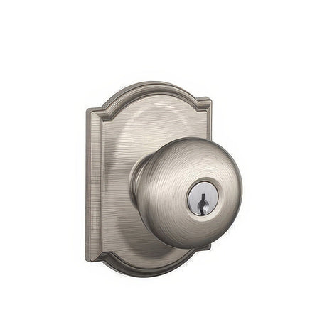 Schlage F51APLY619CAM satin nickel keyed entry door knob