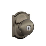 Schlage F51APLY620CAM antique pewter keyed entry door knob