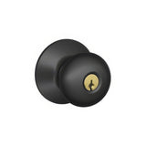 Schlage F51APLY622 matte black keyed entry door knob