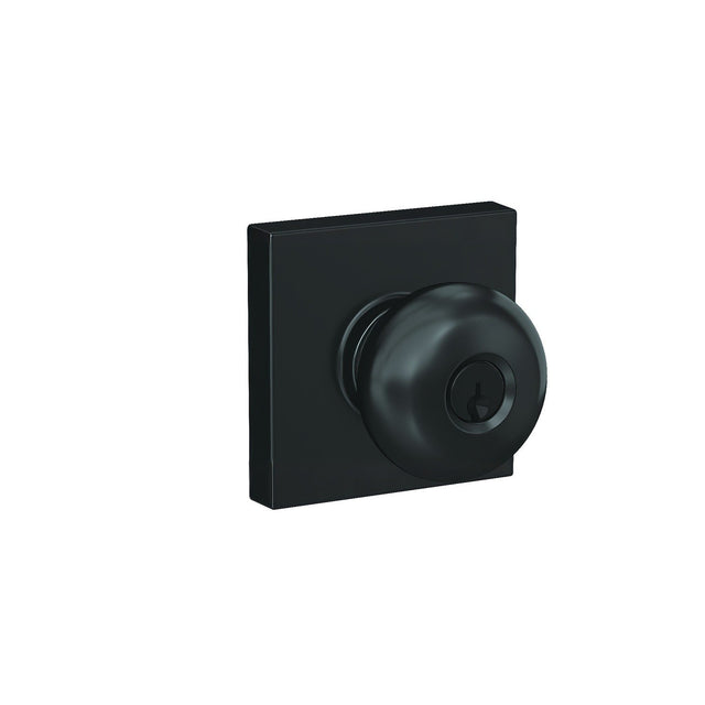 Schlage F51APLY622COL matte black keyed entry door knob