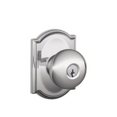 Schlage F51APLY625CAM polished chrome keyed entry door knob