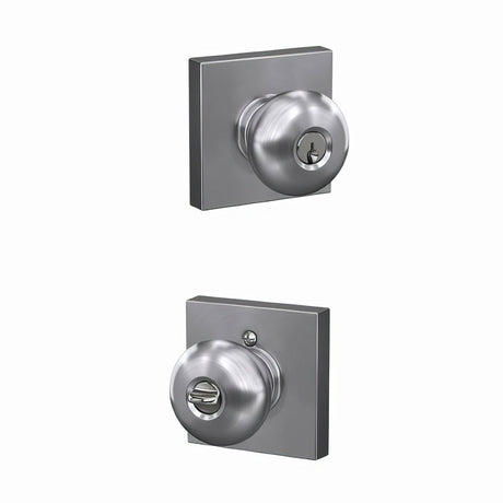 Schlage F51APLY626COL satin chrome keyed entry door knob