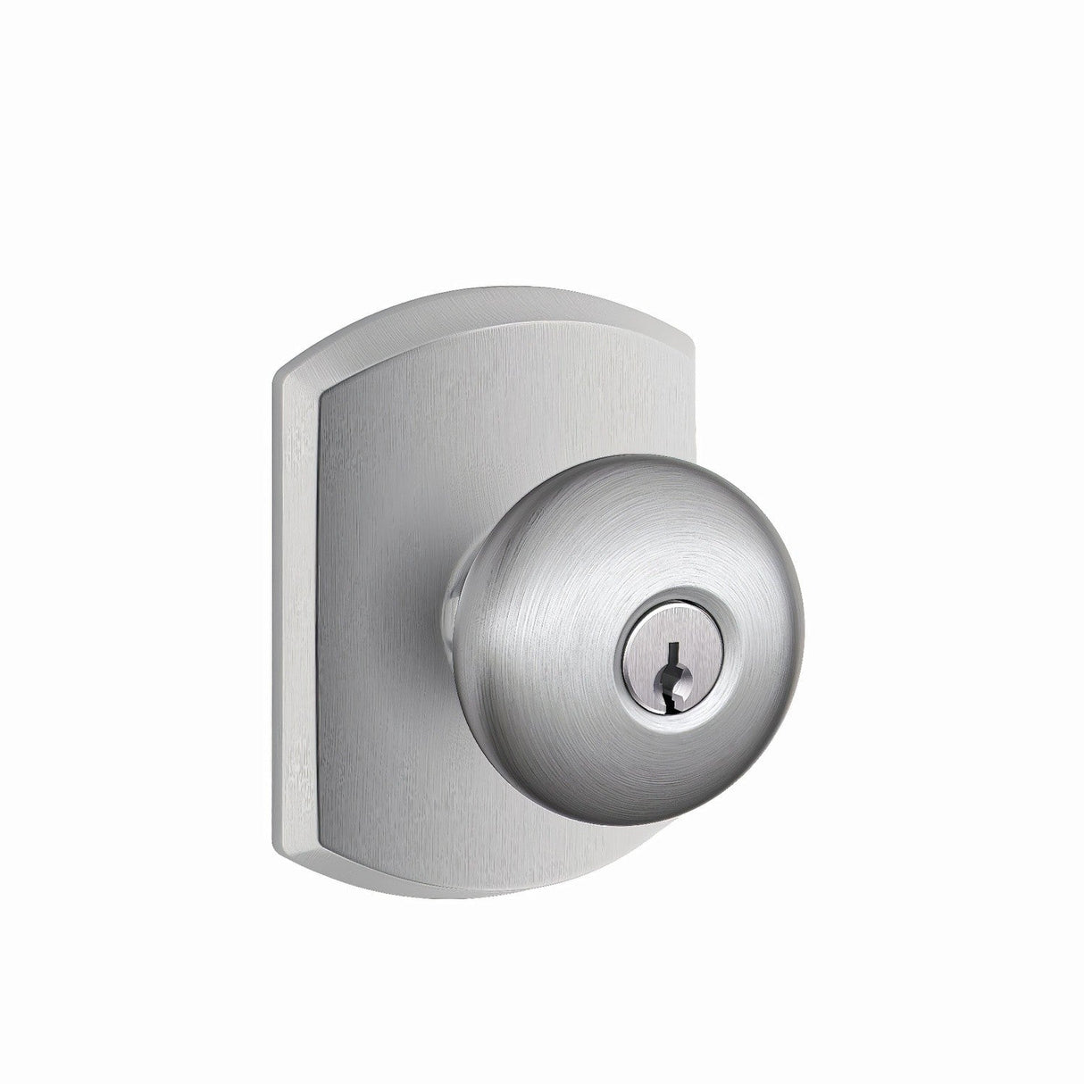 Schlage F51APLY626GRW satin chrome keyed entry door knob