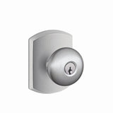 Schlage F51APLY626GRW satin chrome keyed entry door knob