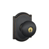 Schlage F51APLY716CAM aged bronze keyed entry door knob